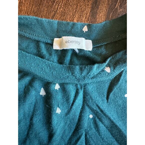 Eberjey soft cotton long sleeve pajama set green christmas tree size 6/10 - Picture 2 of 6